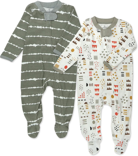 HonestBaby Baby Sleep N' Play One-Piece Zip-Front Footed Organic Cotton Pajama Sleeper